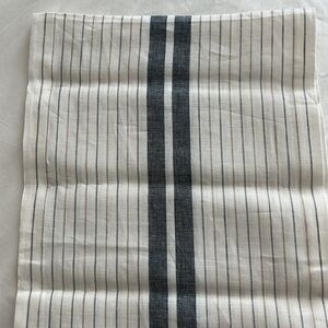 (2) West Elm White and Gray Striped Table Runner